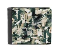QMNRTK Green Camouflage Pattern Leather Wallet Bifold Wallet for Men Women Rfid Blocking Bifold, Extra Capacity Ultra Strong Stitching Slim Billfold with 8 Card Slots, style, One Size
