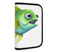 QMNRTK Green Fish Multifunctional Compact Wallet Id Stronghold Waltlet Credit Card Holder Wallet Zipper Leather Case Purse Rfid Blocking Bifold Wallet for Men Women, style, One Size