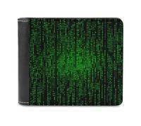 QMNRTK Green Number Binary Leather Wallet Bifold Wallet for Men Women Rfid Blocking Bifold, Extra Capacity Ultra Strong Stitching Slim Billfold with 8 Card Slots, style, One Size
