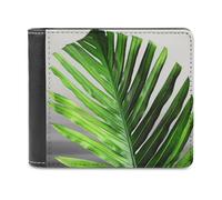 QMNRTK Green Palm Leaf Leather Wallet Bifold Wallet for Men Women Rfid Blocking Bifold, Extra Capacity Ultra Strong Stitching Slim Billfold with 8 Card Slots, style, One Size