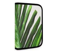 QMNRTK Green Palm Leaf Multifunctional Compact Wallet Id Stronghold Waltlet Credit Card Holder Wallet Zipper Leather Case Purse Rfid Blocking Bifold Wallet for Men Women, style, One Size
