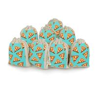 QMNRTK Green Pizza Slices 8 PCS Muslin Bags with Drawstring Sachet Bags Empty Small Cotton Drawstring Bag Muslin Reusable & Washable Cotton Bag for Herb Spice Candy Soap Jewelry Wedding Gift Pouches
