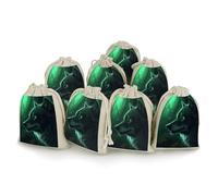 QMNRTK Green Wolf 8 PCS Muslin Bags with Drawstring Sachet Bags Empty Small Cotton Drawstring Bag Muslin Reusable & Washable Cotton Bag for Herb Spice Candy Soap Jewelry Wedding Gift Pouches