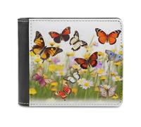 QMNRTK Group of Butterflies Leather Wallet Bifold Wallet for Men Women Rfid Blocking Bifold, Extra Capacity Ultra Strong Stitching Slim Billfold with 8 Card Slots, style, One Size