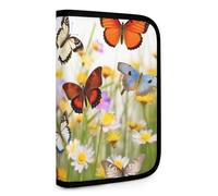 QMNRTK Group of Butterflies Multifunctional Compact Wallet Id Stronghold Waltlet Credit Card Holder Wallet Zipper Leather Case Purse Rfid Blocking Bifold Wallet for Men Women, style, One Size