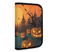 QMNRTK Halloween Orange Multifunctional Compact Wallet Id Stronghold Waltlet Credit Card Holder Wallet Zipper Leather Case Purse Rfid Blocking Bifold Wallet for Men Women, style, One Size