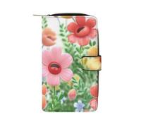 QMNRTK Happy Flower Credit Card Wallet Rfid Blocking Slim Bifold Genuine Leather Minimalist Front Pocket Wallets Keychain Wallet for Men And Women, style, 19.7x11x3.5cm