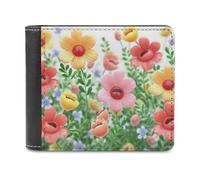 QMNRTK Happy Flower Leather Wallet Bifold Wallet for Men Women Rfid Blocking Bifold, Extra Capacity Ultra Strong Stitching Slim Billfold with 8 Card Slots, style, One Size