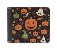 QMNRTK Happy Halloween Leather Wallet Bifold Wallet for Men Women Rfid Blocking Bifold, Extra Capacity Ultra Strong Stitching Slim Billfold with 8 Card Slots, style, One Size
