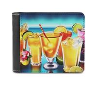 QMNRTK Happy Hour Leather Wallet Bifold Wallet for Men Women Rfid Blocking Bifold, Extra Capacity Ultra Strong Stitching Slim Billfold with 8 Card Slots, style, One Size