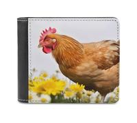 QMNRTK Hen And Flower Leather Wallet Bifold Wallet for Men Women Rfid Blocking Bifold, Extra Capacity Ultra Strong Stitching Slim Billfold with 8 Card Slots, style, One Size