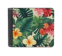 QMNRTK Hojas Tropicales Y Flores Leather Wallet Bifold Wallet for Men Women Rfid Blocking Bifold, Extra Capacity Ultra Strong Stitching Slim Billfold with 8 Card Slots, style, One Size