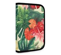 QMNRTK Hojas Tropicales Y Flores Multifunctional Compact Wallet Id Stronghold Waltlet Credit Card Holder Wallet Zipper Leather Case Purse Rfid Blocking Bifold Wallet for Men Women, style, One Size