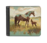 QMNRTK Horse on The Grass Leather Wallet Bifold Wallet for Men Women Rfid Blocking Bifold, Extra Capacity Ultra Strong Stitching Slim Billfold with 8 Card Slots, style, One Size