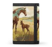 QMNRTK Horse on The Grass Triple Fold Wallet,Slim Wallet Personalized Engraved Rfid Blocking Wallet for Men And Women, style, One Size