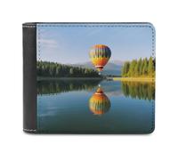 QMNRTK Hot Balloon Above The Calm Lake Leather Wallet Bifold Wallet for Men Women Rfid Blocking Bifold, Extra Capacity Ultra Strong Stitching Slim Billfold with 8 Card Slots, style, One Size