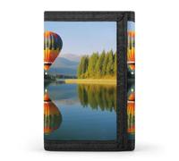QMNRTK Hot Balloon Above The Calm Lake Triple Fold Wallet,Slim Wallet Personalized Engraved Rfid Blocking Wallet for Men And Women, style, One Size