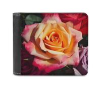 QMNRTK Hybrid Tea Rose Leather Wallet Bifold Wallet for Men Women Rfid Blocking Bifold, Extra Capacity Ultra Strong Stitching Slim Billfold with 8 Card Slots, style, One Size