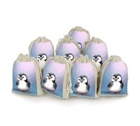 QMNRTK I Love Penguins 8 PCS Muslin Bags with Drawstring Sachet Bags Empty Small Cotton Drawstring Bag Muslin Reusable & Washable Cotton Bag for Herb Spice Candy Soap Jewelry Wedding Gift Pouches