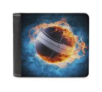 QMNRTK Ice And Fire Volleyball Leather Wallet Bifold Wallet for Men Women Rfid Blocking Bifold, Extra Capacity Ultra Strong Stitching Slim Billfold with 8 Card Slots, style, One Size