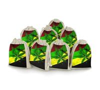 QMNRTK Jamaica Flag Leaves 8 PCS Muslin Bags with Drawstring Sachet Bags Empty Small Cotton Drawstring Bag Muslin Reusable & Washable Cotton Bag for Herb Spice Candy Soap Jewelry Wedding Gift Pouches