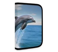 QMNRTK Jumping Up Dolphins Multifunctional Compact Wallet Id Stronghold Waltlet Credit Card Holder Wallet Zipper Leather Case Purse Rfid Blocking Bifold Wallet for Men Women, style, One Size