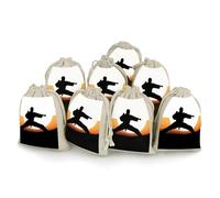 QMNRTK Karate Silhouette 8 PCS Muslin Bags with Drawstring Sachet Bags Empty Small Cotton Drawstring Bag Muslin Reusable & Washable Cotton Bag for Herb Spice Candy Soap Jewelry Wedding Gift Pouches