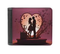QMNRTK Kissing Silhouette Leather Wallet Bifold Wallet for Men Women Rfid Blocking Bifold, Extra Capacity Ultra Strong Stitching Slim Billfold with 8 Card Slots, style, One Size