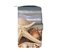 QMNRTK Large Seashell Starfish Credit Card Wallet Rfid Blocking Slim Bifold Genuine Leather Minimalist Front Pocket Wallets Keychain Wallet for Men And Women, style, 19.7x11x3.5cm