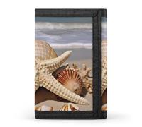 QMNRTK Large Seashell Starfish Triple Fold Wallet,Slim Wallet Personalized Engraved Rfid Blocking Wallet for Men And Women, style, One Size