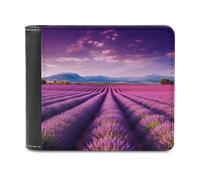 QMNRTK Lavender Fields Leather Wallet Bifold Wallet for Men Women Rfid Blocking Bifold, Extra Capacity Ultra Strong Stitching Slim Billfold with 8 Card Slots, style, One Size