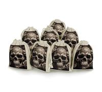 QMNRTK Leather Rose Skull 8 PCS Muslin Bags with Drawstring Sachet Bags Empty Small Cotton Drawstring Bag Muslin Reusable & Washable Cotton Bag for Herb Spice Candy Soap Jewelry Wedding Gift Pouches