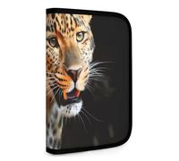QMNRTK Leopard Painting Multifunctional Compact Wallet Id Stronghold Waltlet Credit Card Holder Wallet Zipper Leather Case Purse Rfid Blocking Bifold Wallet for Men Women, style, One Size