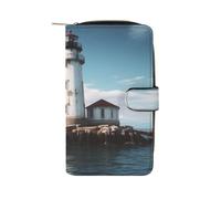 QMNRTK Light House Credit Card Wallet Rfid Blocking Slim Bifold Genuine Leather Minimalist Front Pocket Wallets Keychain Wallet for Men And Women, style, 19.7x11x3.5cm