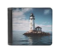 QMNRTK Light House Leather Wallet Bifold Wallet for Men Women Rfid Blocking Bifold, Extra Capacity Ultra Strong Stitching Slim Billfold with 8 Card Slots, style, One Size