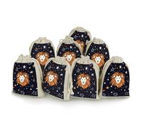 QMNRTK Lion And Stars 8 PCS Muslin Bags with Drawstring Sachet Bags Empty Small Cotton Drawstring Bag Muslin Reusable & Washable Cotton Bag for Herb Spice Candy Soap Jewelry Wedding Gift Pouches