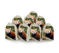 QMNRTK Little Red Panda 8 PCS Muslin Bags with Drawstring Sachet Bags Empty Small Cotton Drawstring Bag Muslin Reusable & Washable Cotton Bag for Herb Spice Candy Soap Jewelry Wedding Gift Pouches