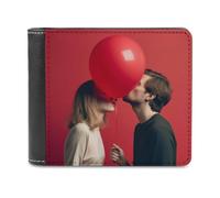 QMNRTK Love Heart Balloon Leather Wallet Bifold Wallet for Men Women Rfid Blocking Bifold, Extra Capacity Ultra Strong Stitching Slim Billfold with 8 Card Slots, style, One Size