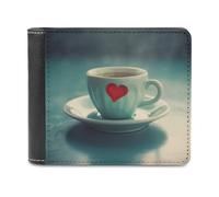 QMNRTK Love Hearts on Cup Leather Wallet Bifold Wallet for Men Women Rfid Blocking Bifold, Extra Capacity Ultra Strong Stitching Slim Billfold with 8 Card Slots, style, One Size
