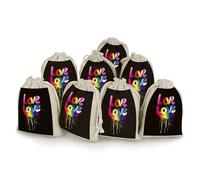 QMNRTK Love Is Love 8 PCS Muslin Bags with Drawstring Sachet Bags Empty Small Cotton Drawstring Bag Muslin Reusable & Washable Cotton Bag for Herb Spice Candy Soap Jewelry Wedding Gift Pouches