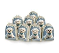 QMNRTK Lovely Maltese Dog 8 PCS Muslin Bags with Drawstring Sachet Bags Empty Small Cotton Drawstring Bag Muslin Reusable & Washable Cotton Bag for Herb Spice Candy Soap Jewelry Wedding Gift Pouches