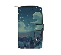 QMNRTK Magical Nights Credit Card Wallet Rfid Blocking Slim Bifold Genuine Leather Minimalist Front Pocket Wallets Keychain Wallet for Men And Women, style, 19.7x11x3.5cm