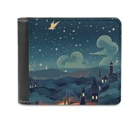 QMNRTK Magical Nights Leather Wallet Bifold Wallet for Men Women Rfid Blocking Bifold, Extra Capacity Ultra Strong Stitching Slim Billfold with 8 Card Slots, style, One Size