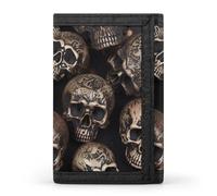 QMNRTK Many Skulls Get Together Triple Fold Wallet,Slim Wallet Personalized Engraved Rfid Blocking Wallet for Men And Women, style, One Size