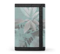 QMNRTK Mint Gray Leaves Triple Fold Wallet,Slim Wallet Personalized Engraved Rfid Blocking Wallet for Men And Women, style, One Size