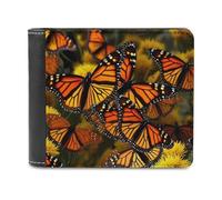 QMNRTK Monarch Butterflies Leather Wallet Bifold Wallet for Men Women Rfid Blocking Bifold, Extra Capacity Ultra Strong Stitching Slim Billfold with 8 Card Slots, style, One Size