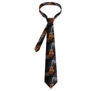 QMNRTK Musical Instrument Guitar Men Ties Plaid Checkered Tie with Pocket Square Woven Business Formal Necktie Handkerchief Set Wedding Party, Style, One size