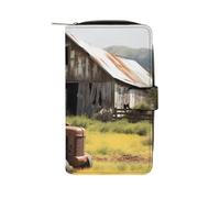 QMNRTK Old Wooden Barn with Rusted Tractor Credit Card Wallet Rfid Blocking Slim Bifold Genuine Leather Minimalist Front Pocket Wallets Keychain Wallet for Men And Women, style, 19.7x11x3.5cm