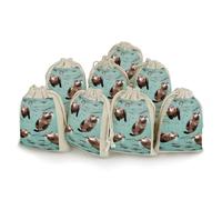QMNRTK Otters 8 PCS Muslin Bags with Drawstring Sachet Bags Empty Small Cotton Drawstring Bag Muslin Reusable & Washable Cotton Bag for Herb Spice Candy Soap Jewelry Wedding Gift Pouches