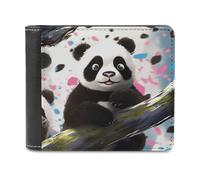 QMNRTK Panda Star Leather Wallet Bifold Wallet for Men Women Rfid Blocking Bifold, Extra Capacity Ultra Strong Stitching Slim Billfold with 8 Card Slots, style, One Size